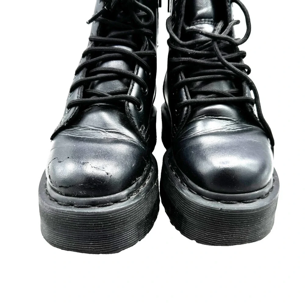 Dr. Martens Vegan Jadon II Mono Platform Boots Youth Unisex‎ 4-5 Black Side Zip